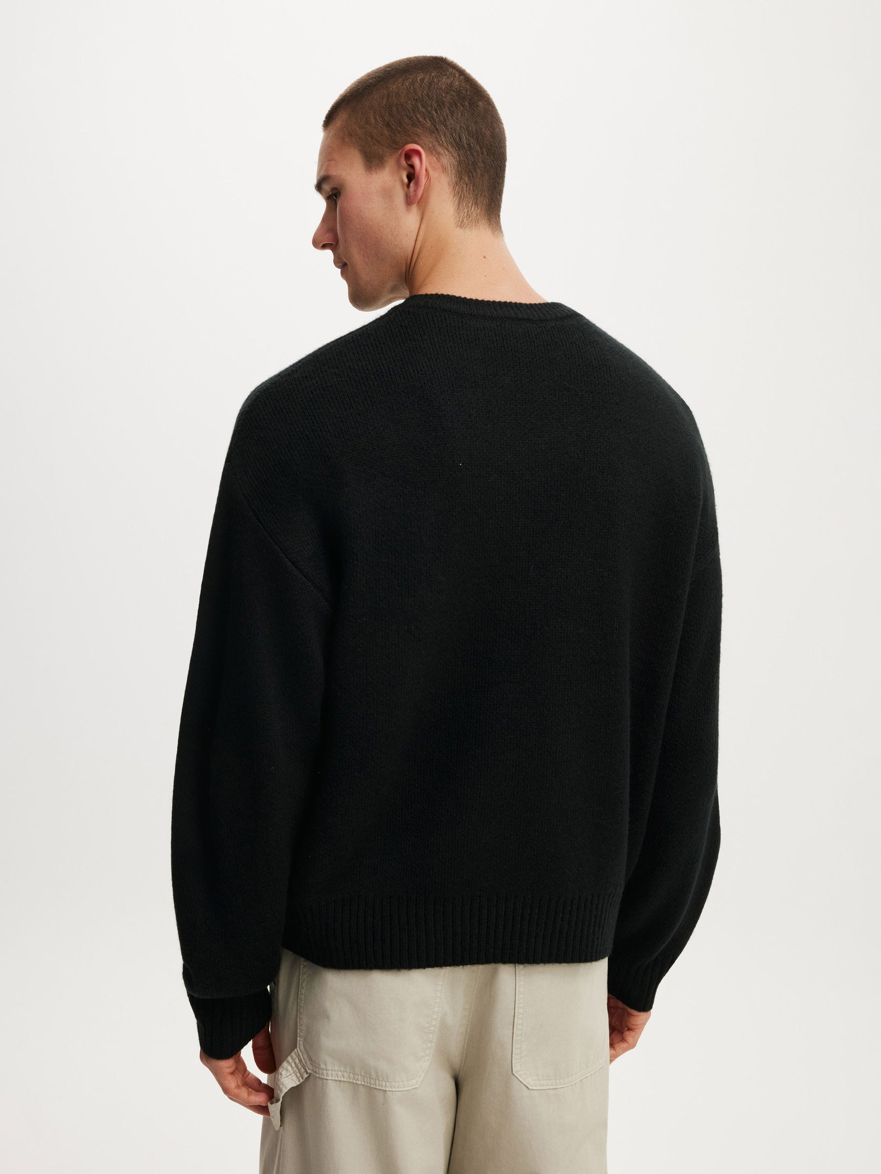 Buy Cotton On Black Alfa Romeo Box Fit Crew Knit Jumper from the