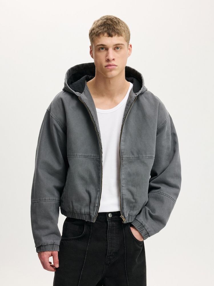 Cotton On Cropped Hooded Bomber Jacket - Imaginea 1 din 4