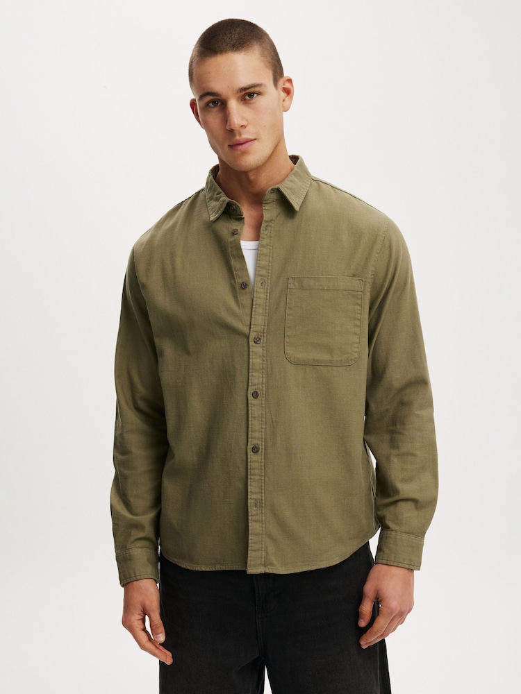 Cotton On Green Lewis Long Sleeve Shirt - Image 1 of 5