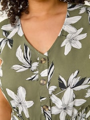 Roman Curve Floral Midikleid mit Knopf - Bild 6 von 6