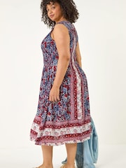 Roman Curve Paisley Print Midi Dress - Imaginea 3 din 5