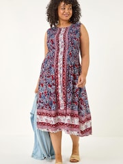 Roman Curve Paisley Print Midi Dress - Imaginea 4 din 5