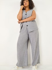 Roman Grey Curve Wide Leg Trousers - Image 1 of 5