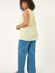 Roman Yellow Curve Stripe Textured Vest Top - Image 3 of 5