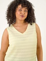 Roman Yellow Curve Stripe Textured Vest Top - Image 4 of 5