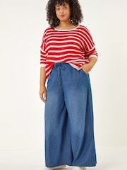 Roman Blue Curve Tie Waist Denim Trousers - Image 2 of 5