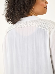 Roman White Curve Lace Detail Crinkle Blouse - Image 5 of 5