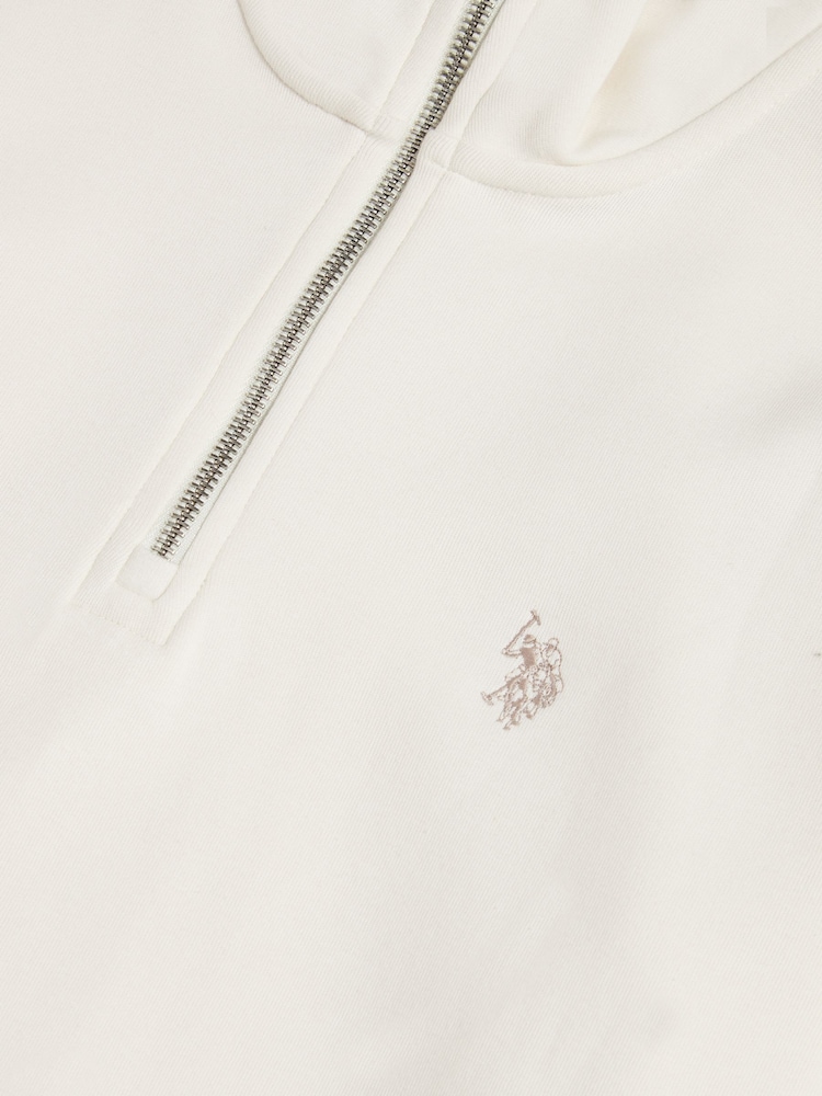 U.S. Polo Assn White Interlock Taped Funnel Sweatshirt - Image 7 of 7 U.S. Polo Assn White Interlock Taped Funnel Sweatshirt - Image 7 of 7