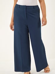 Roman Blue Curve Tailored Wide Leg Stretch Trousers - Image 4 of 5