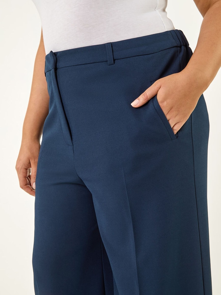 Roman Blue Curve Tailored Wide Leg Stretch Trousers - Image 5 of 5