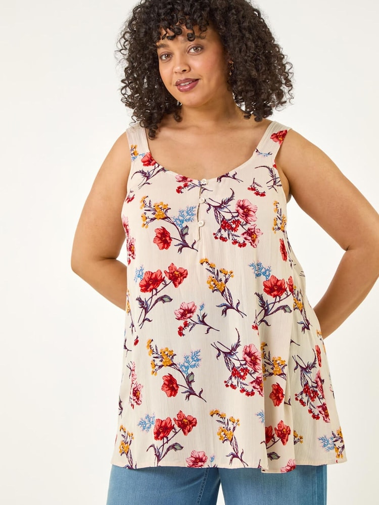 Roman Natural Curve Ditsy Floral V-Neck Top - Image 1 of 5