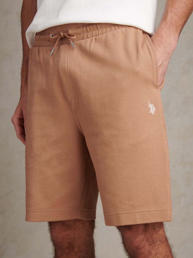 U.S. Polo Assn Brown Twill Texture Jersey Shorts - Image 2 of 7