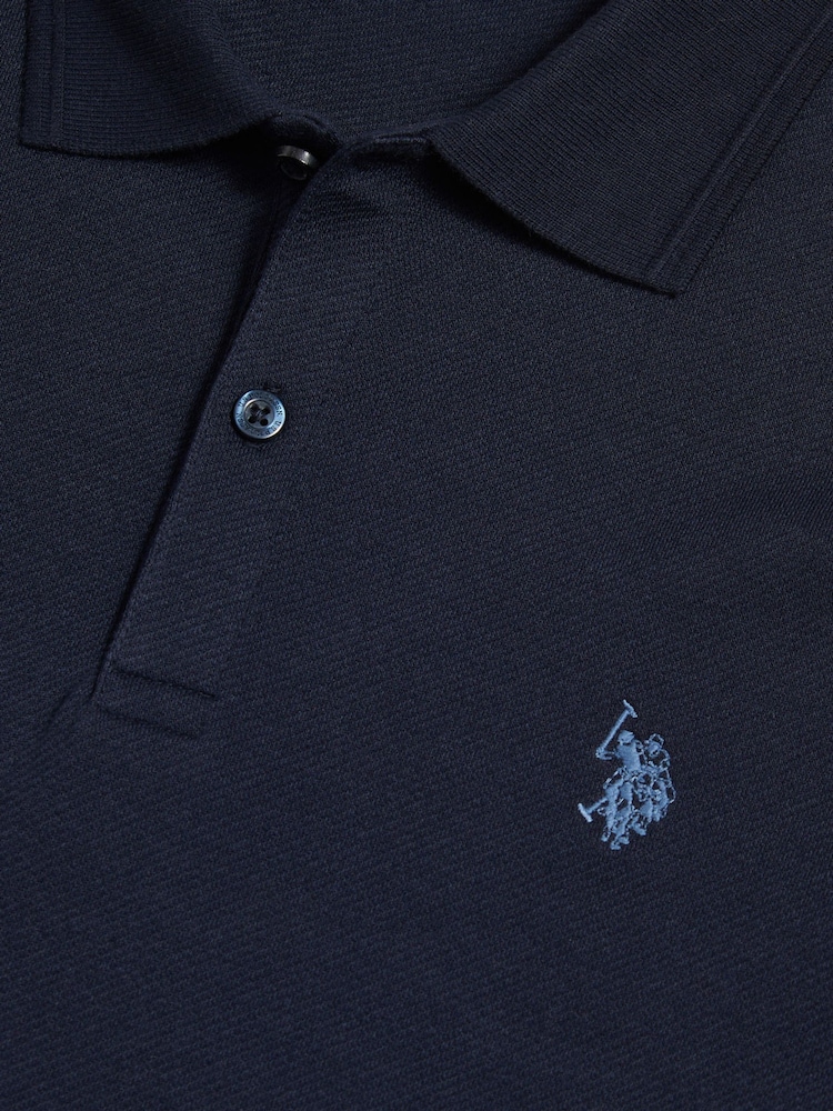 U.S. Polo Assn. Navy Twill Texture Polo Shirt - Image 7 of 7
