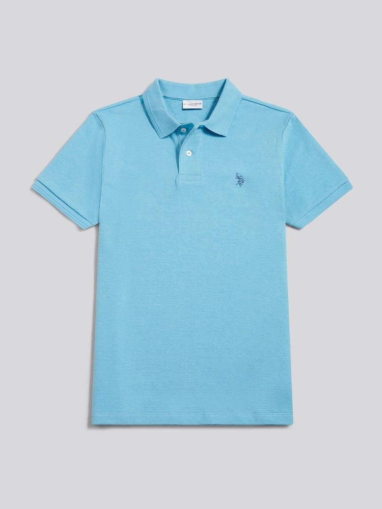 U.S. Polo Assn Blue Texture Terry Polo Shirt - Image 1 of 3