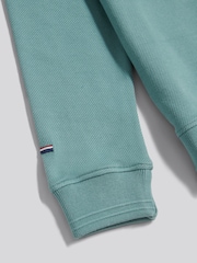 U.S. Polo Assn Blue Twill Textured 1/4 Zip Funnel Sweatshirt - Image 10 of 10