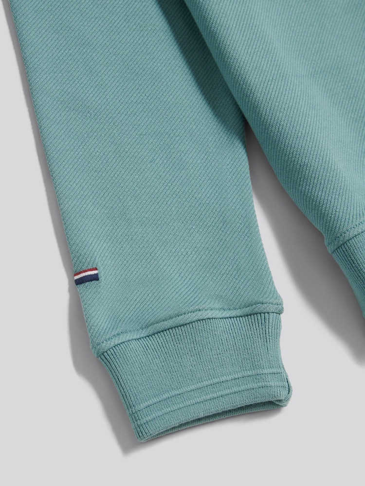 U.S. Polo Assn Blue Twill Textured 1/4 Zip Funnel Sweatshirt - Image 10 of 10