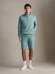 U.S. Polo Assn Blue Twill Textured 1/4 Zip Funnel Sweatshirt - Image 3 of 10