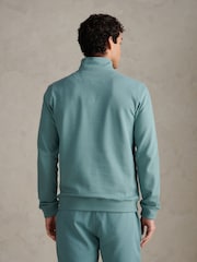 U.S. Polo Assn Blue Twill Textured 1/4 Zip Funnel Sweatshirt - Image 4 of 10