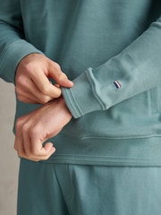 U.S. Polo Assn Blue Twill Textured 1/4 Zip Funnel Sweatshirt - Image 5 of 10