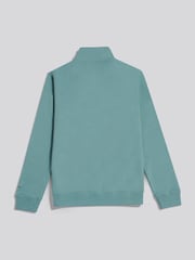 U.S. Polo Assn Blue Twill Textured 1/4 Zip Funnel Sweatshirt - Image 8 of 10