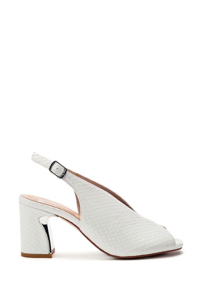 Moda in Pelle White Love High Vamp Sandals With Swoosh Heels - Image 1 of 4