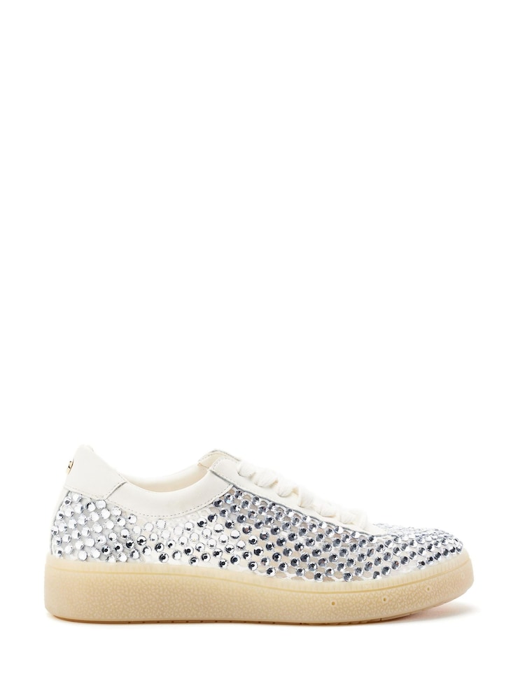 Moda in Pelle White Alessio Embellished Gum Sole Trainers - Image 1 of 3 Moda in Pelle White Alessio Embellished Gum Sole Trainers - Image 1 of 3