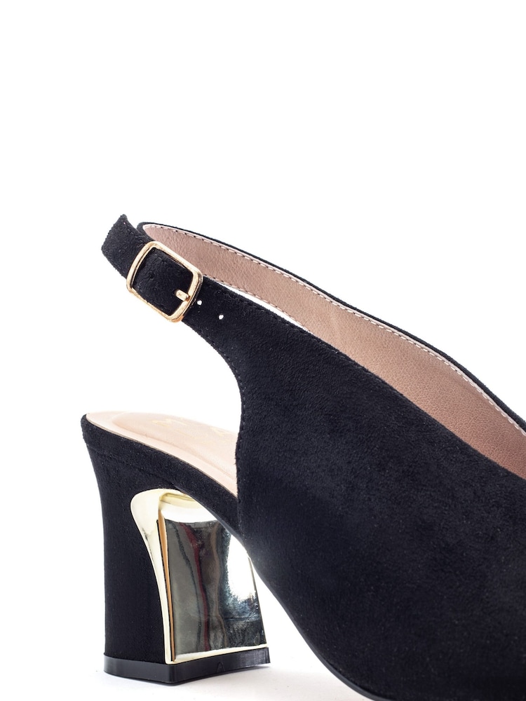 Moda in Pelle Black Love High Vamp Sandals With Swoosh Heels - Image 2 of 3