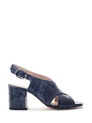 Moda in Pelle Blue Naylani Block Heel Sandals With V Shaped Upper - Image 1 of 3