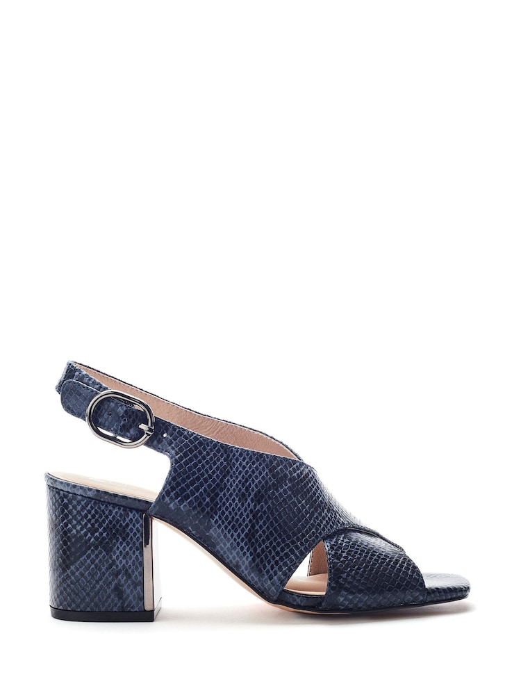 Moda in Pelle Blue Naylani Block Heel Sandals With V Shaped Upper - Image 1 of 3