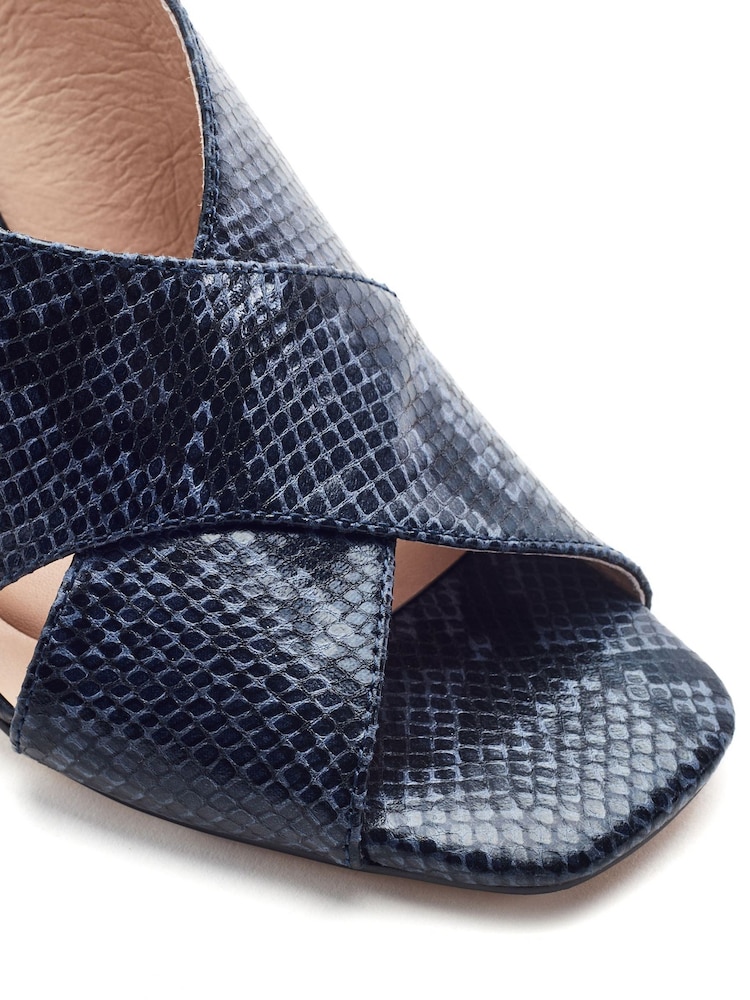 Moda in Pelle Blue Naylani Block Heel Sandals With V Shaped Upper - Image 2 of 3