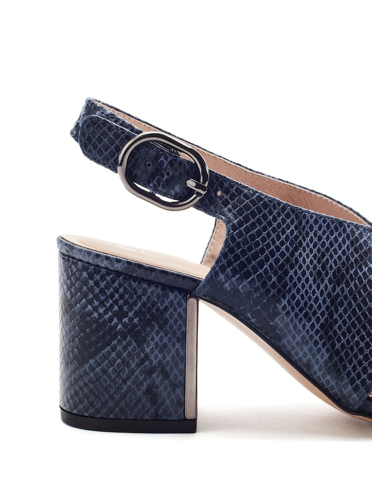 Moda in Pelle Blue Naylani Block Heel Sandals With V Shaped Upper - Image 3 of 3