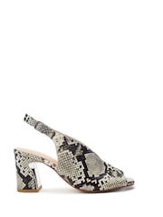 Moda in Pelle Grey Love High Vamp Sandals With Swoosh Heels - Image 1 of 4
