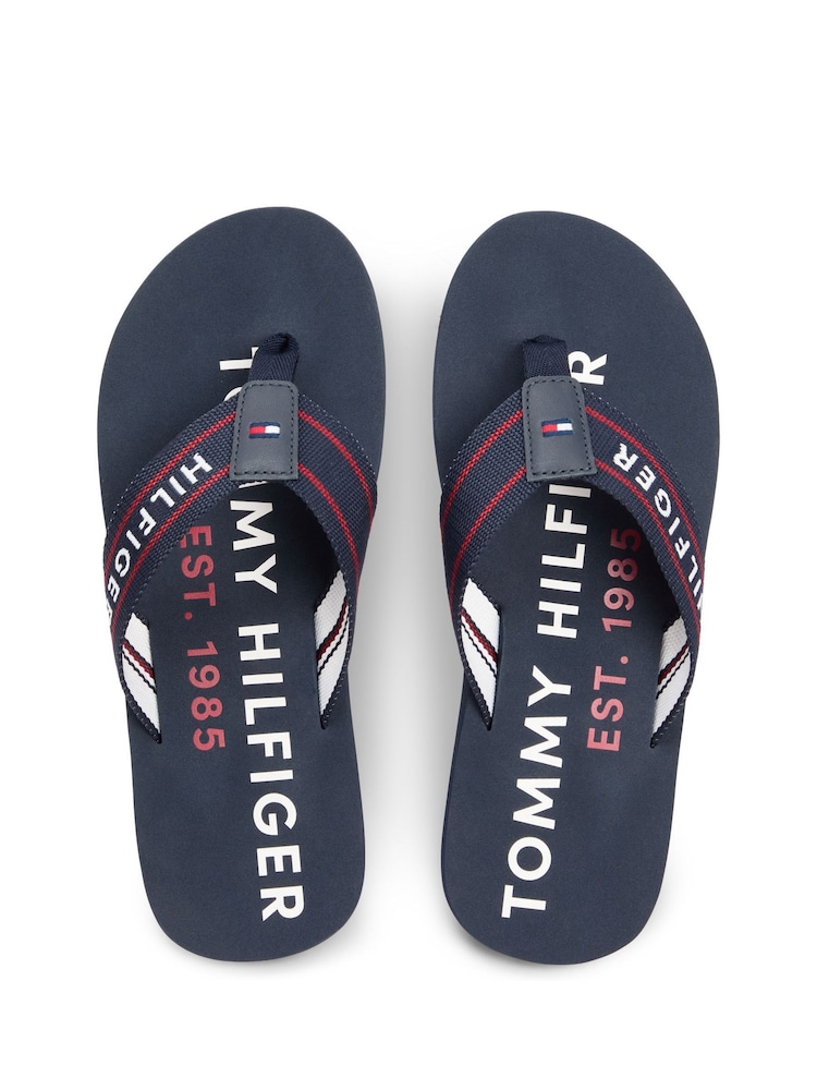 Tommy Hilfiger Desert Sky Webbing Strap Logo Flip Flops - Image 5 of 5