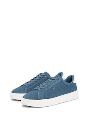 Tommy Hilfiger Blue Contrast Heel Suede Court Trainers - Image 3 of 6