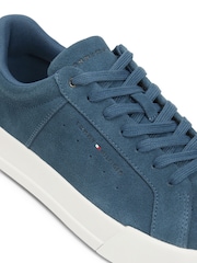 Tommy Hilfiger Blue Contrast Heel Suede Court Trainers - Image 6 of 6