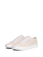 Natural - Tommy Hilfiger Linen Chambray Jacquard Trainers - Imaginea 3 din 6