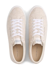 Natural - Tommy Hilfiger Linen Chambray Jacquard Trainers - Imaginea 5 din 6