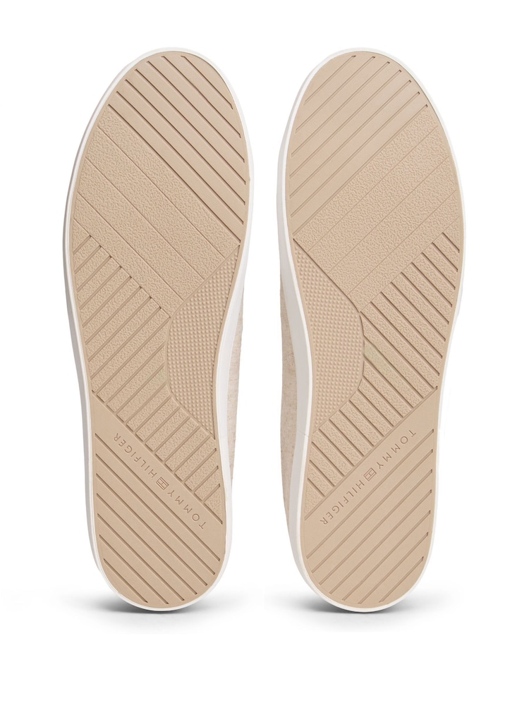 Natural - Tommy Hilfiger Linen Chambray Jacquard Trainers - Imaginea 6 din 6