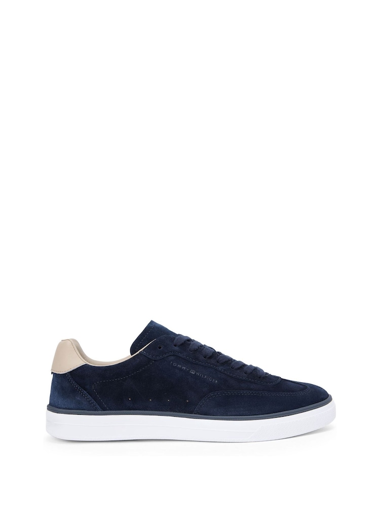 Tommy Hilfiger Blue Luxe Embossed Logo Suede Trainers - Image 1 of 6