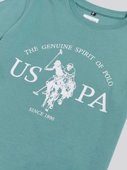 U.S. Polo Assn. Teal Double Horsemen Graphic T-Shirt - Image 3 of 3