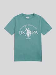U.S. Polo Assn. Teal Double Horsemen Graphic T-Shirt - Image 5 of 7