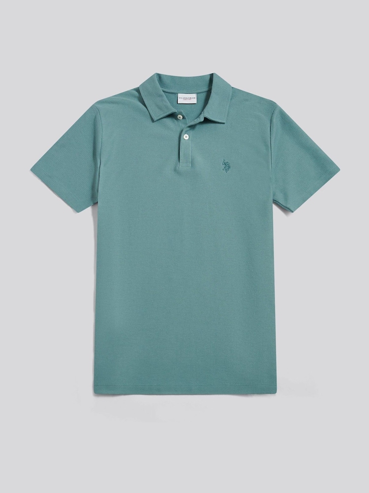 U.S. Polo Assn Blue Herringbone Collar Polo Shirt - Image 1 of 3