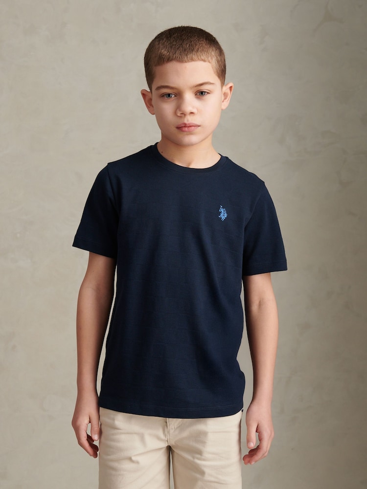 U.S. Polo Assn Blue Square Textured T-Shirt - Image 1 of 7
