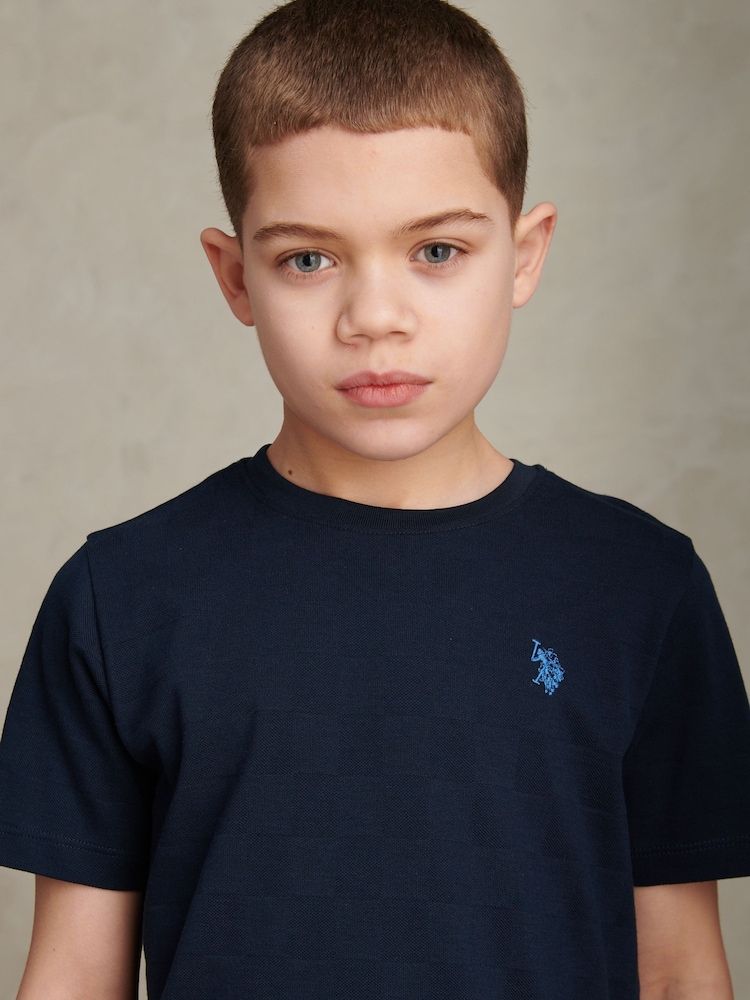 U.S. Polo Assn Blue Square Textured T-Shirt - Image 2 of 7