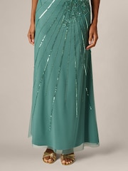 Adrianna Papell Green Studio Beaded Mesh Long Dress - Image 4 of 6