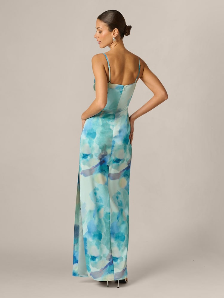 Adrianna Papell Blue Adrianna By Printed Sateen Long Dress - Image 2 of 6