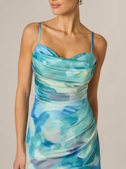 Adrianna Papell Blue Adrianna By Printed Sateen Long Dress - Image 5 of 6