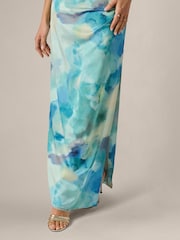Adrianna Papell Blue Adrianna By Printed Sateen Long Dress - Image 6 of 6