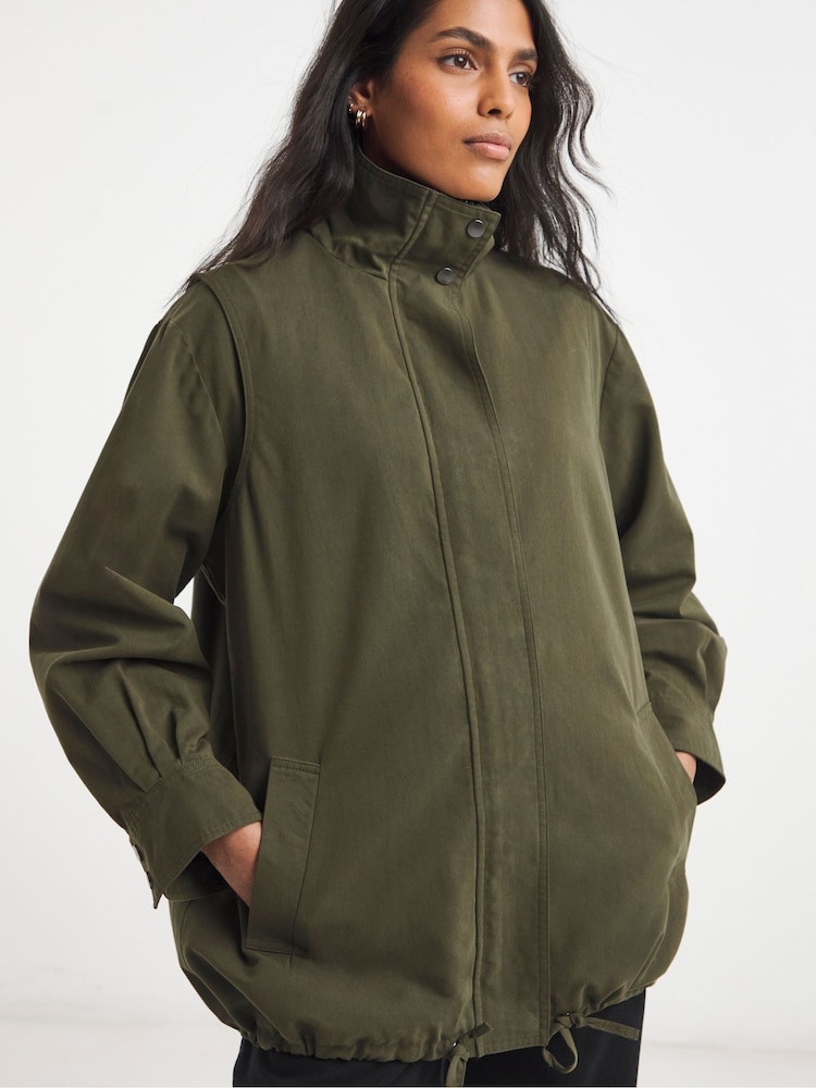 Simply Be Green Funnel Neck Lyocell Jacket - Image 2 of 4