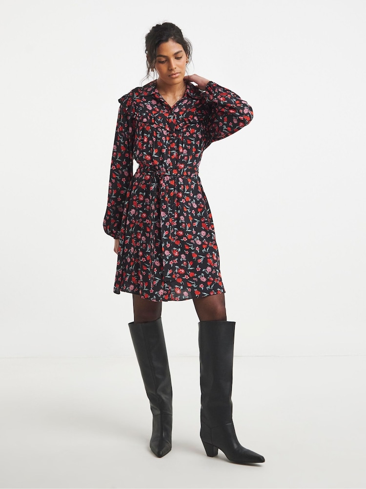 Simply Be Frill Detail Shirt Dress - Image 1 of 4 Simply Be Frill Detail Shirt Dress - Image 1 of 4